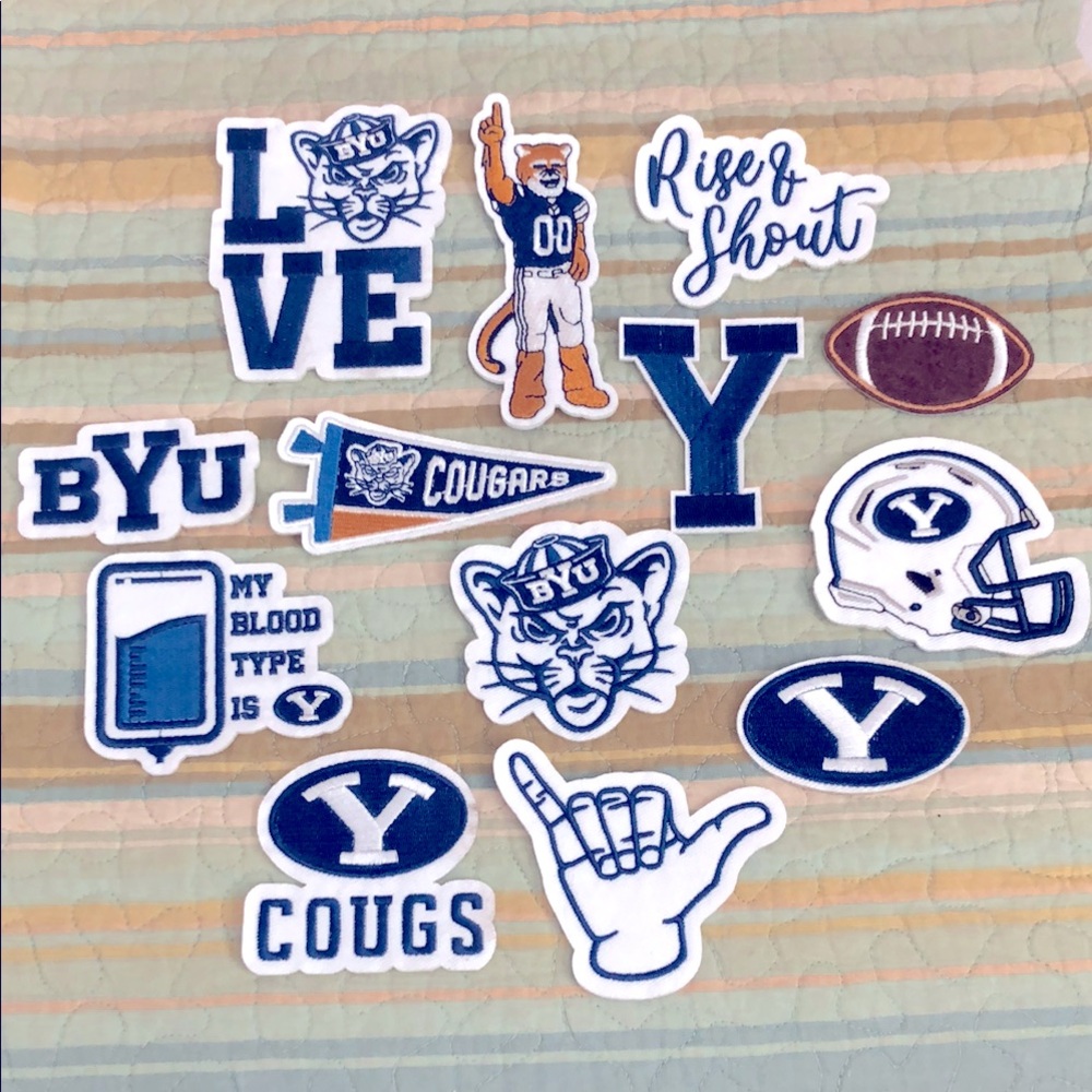 BYU Cougars Iron On Patches Fan Sticker Pack - Blue and White Home Games Decals